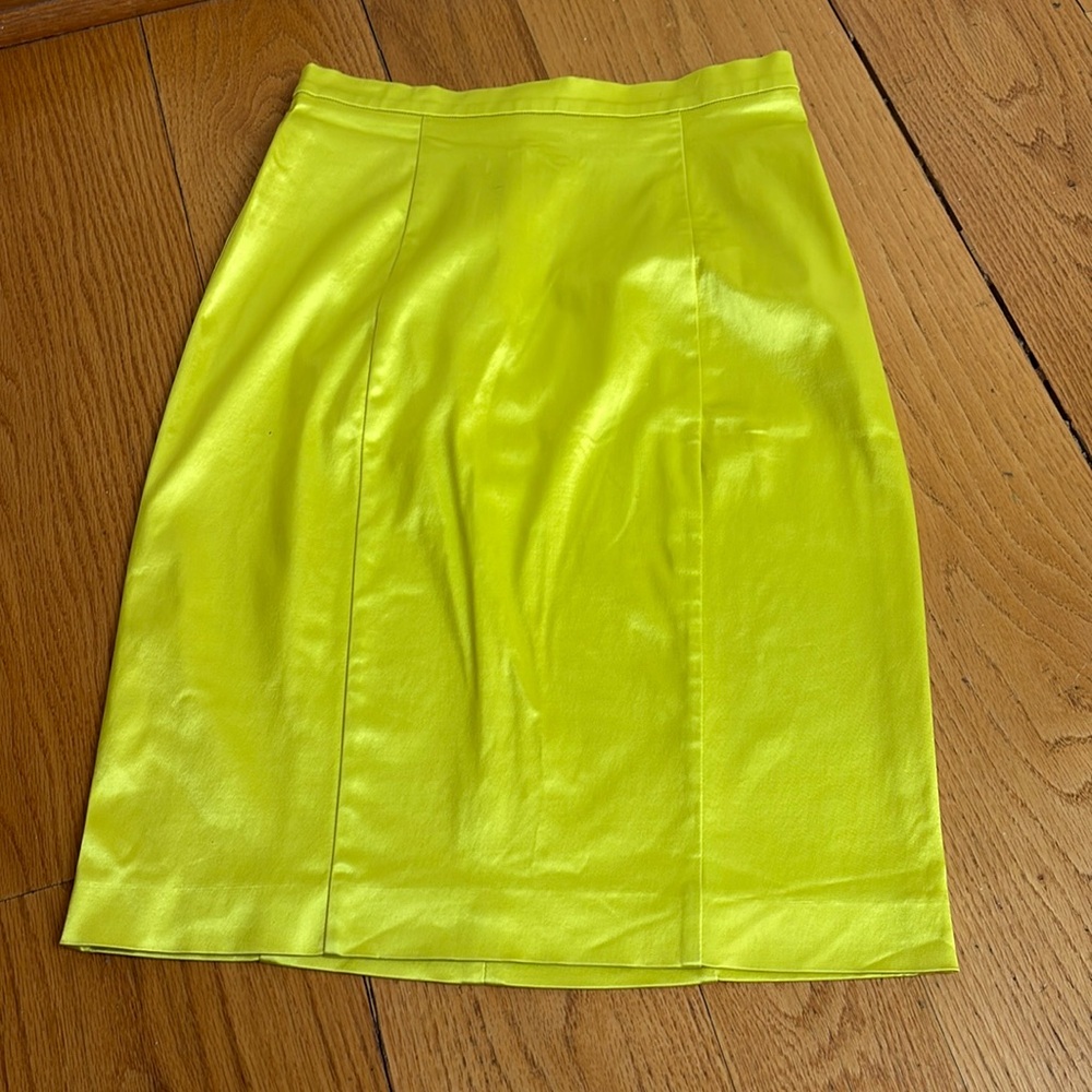 Capucine Puerari Y2K Italian silk pencil Skirt Size M neon yellow